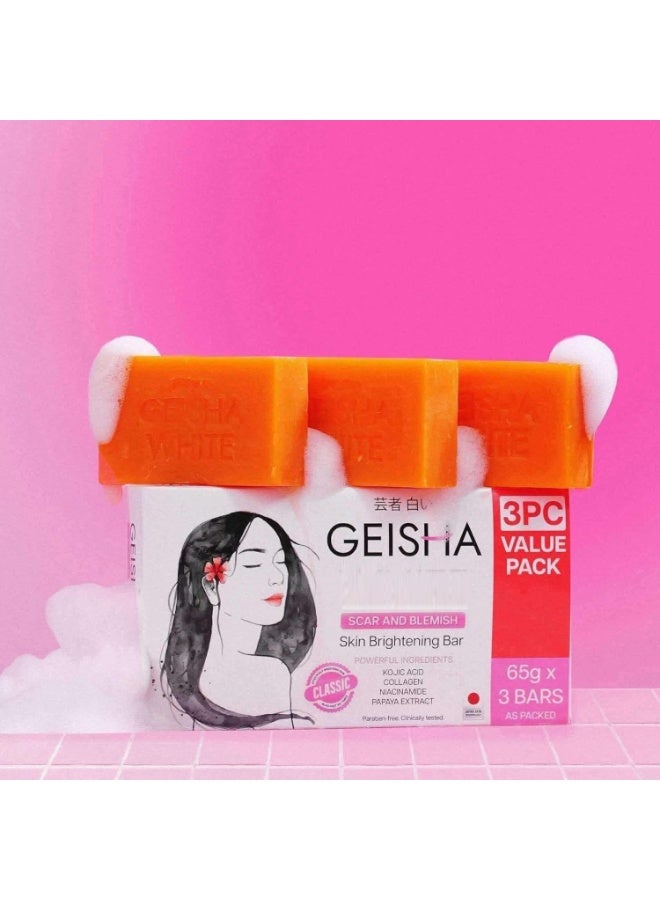 Geisha Brightening Soap Bar with Papaya Extract Designed to exfoliate gently, cleanse impurities, and improve skin clarity while enhancing brightness and softness through a clinically tested, paraben-free formulation. - Image 1